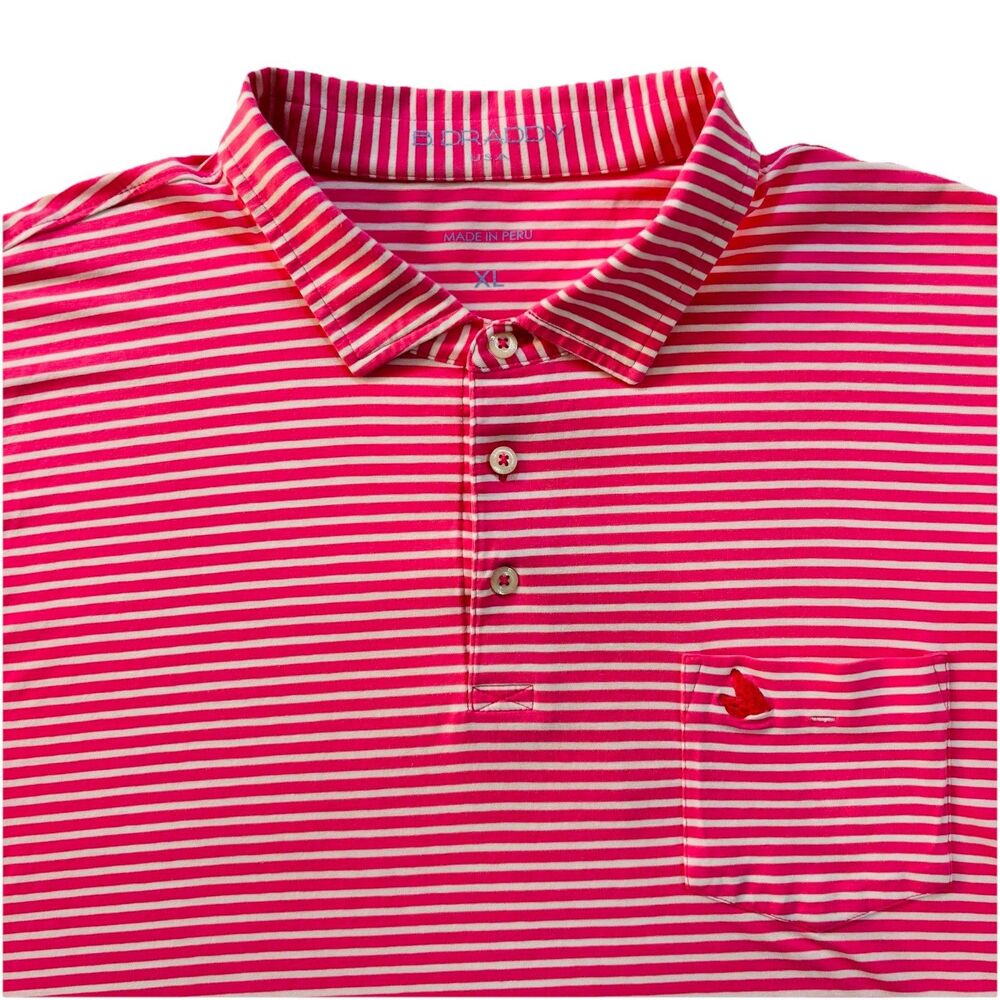 B. Draddy USA Quail Hollow CC PGA Golf Polo Shirt Pink Striped Men's Size XL